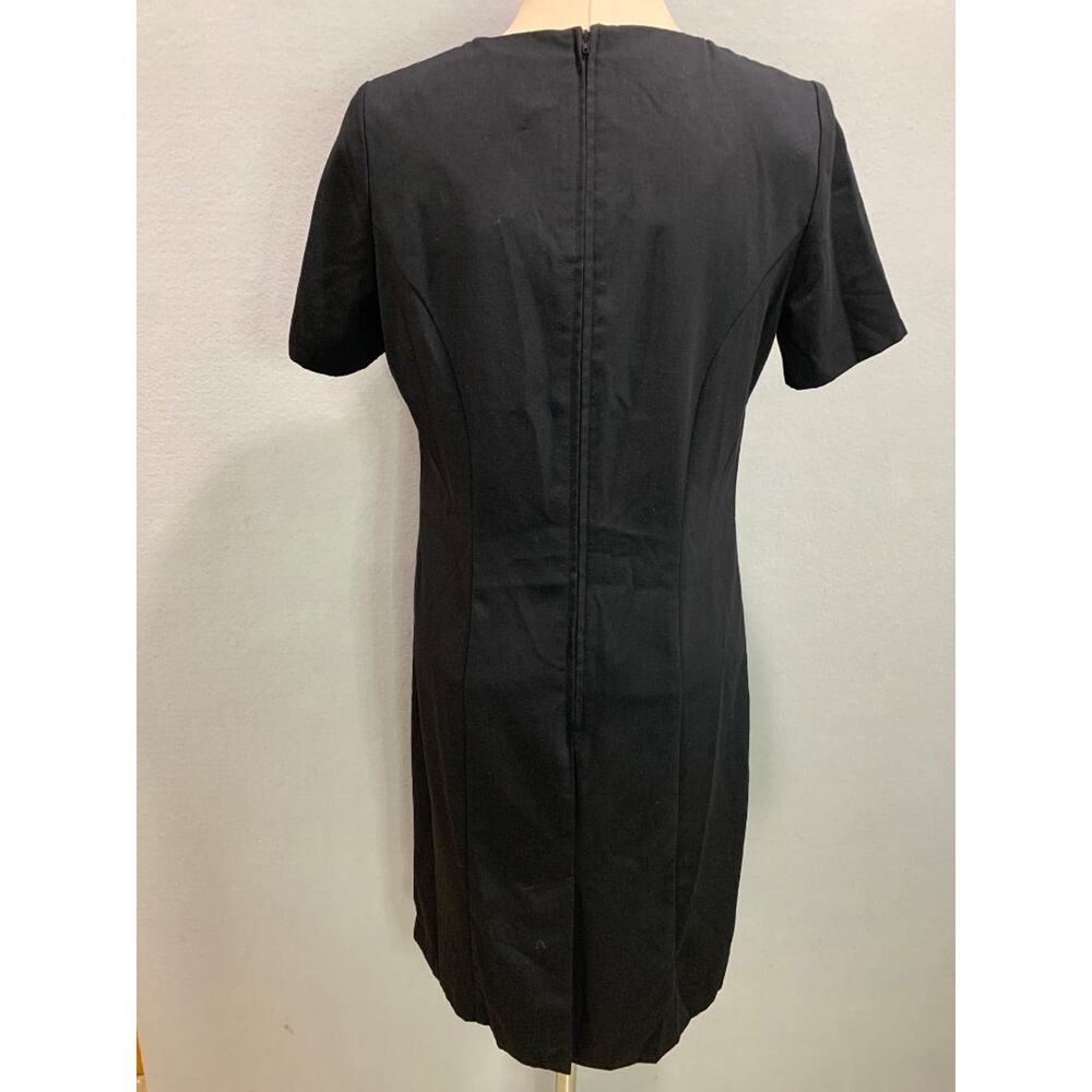 Size 6P 220 Hickory Petite Vintage Black Sheath Dress Shoulder Pads Short Sleeve - Picture 5 of 8